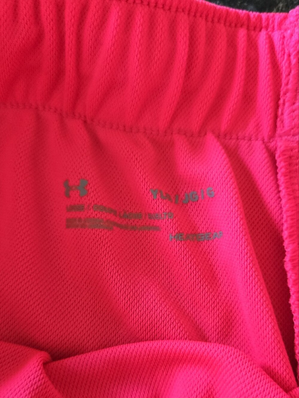 Under Armour Neon Pink Girls' Athletic Shorts with Drawstring Waist - Picture 3 of 3